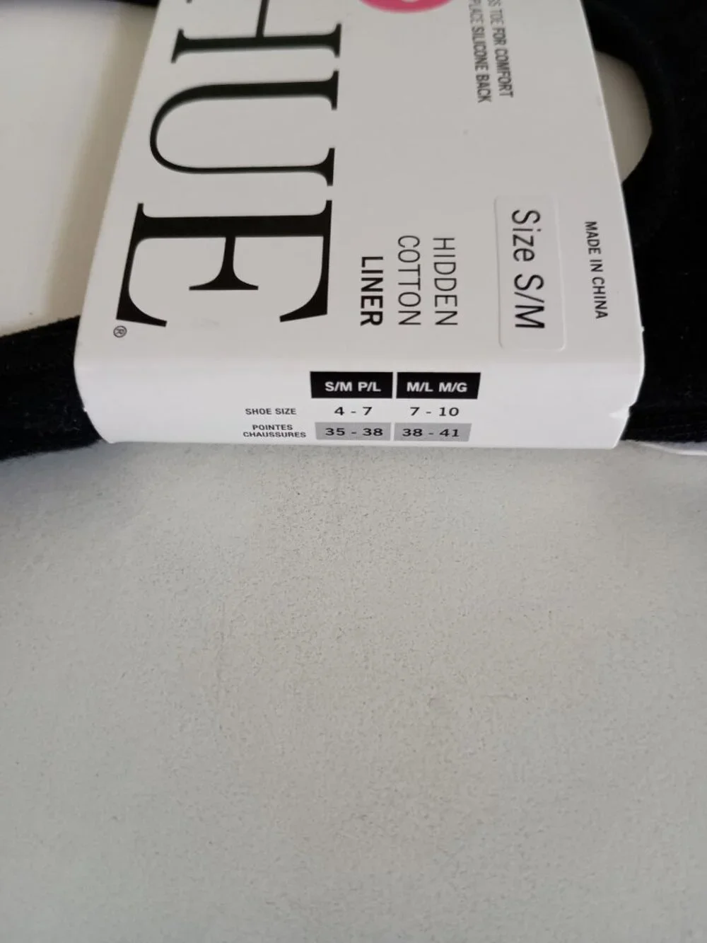 NWT Hue 2 pairs cotton blend sock liner black size S/M
